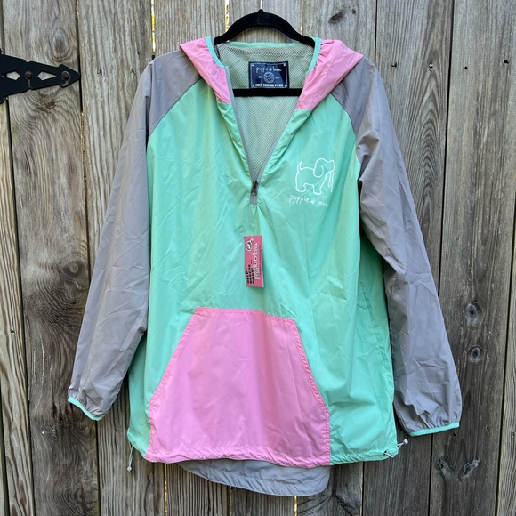 Puppie Love Jackets & Blazers - PUPPIE LOVE Windbreaker Mint, Pink & Gray Jacket Women’s XL NWT NEW